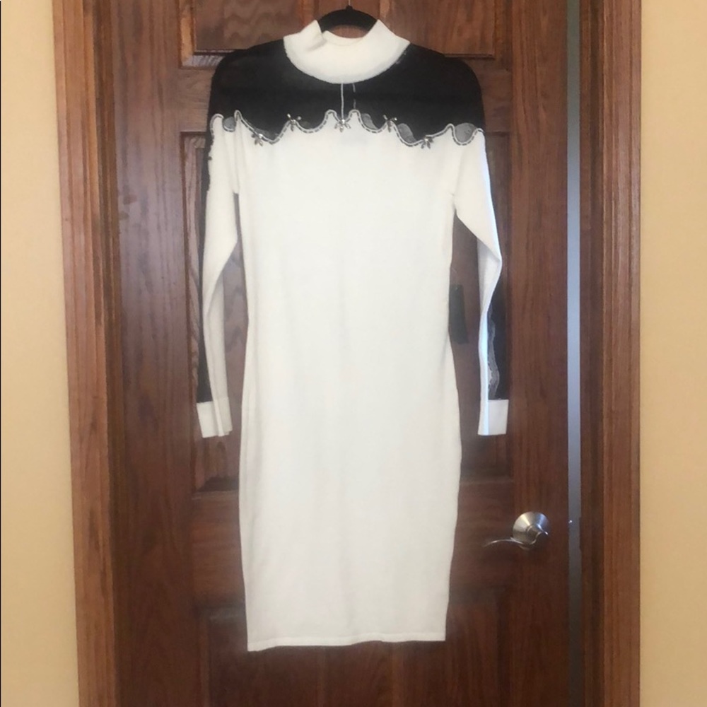 White sweater dress